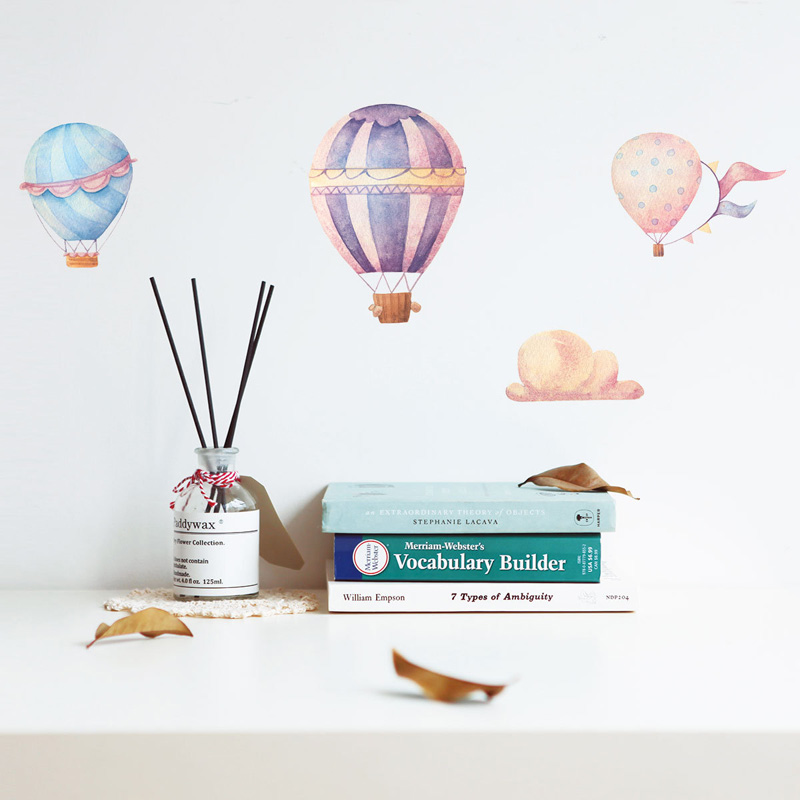 Baby Nursery Mural Wallpaper - Creative Colorful Hot Air Balloon Wall