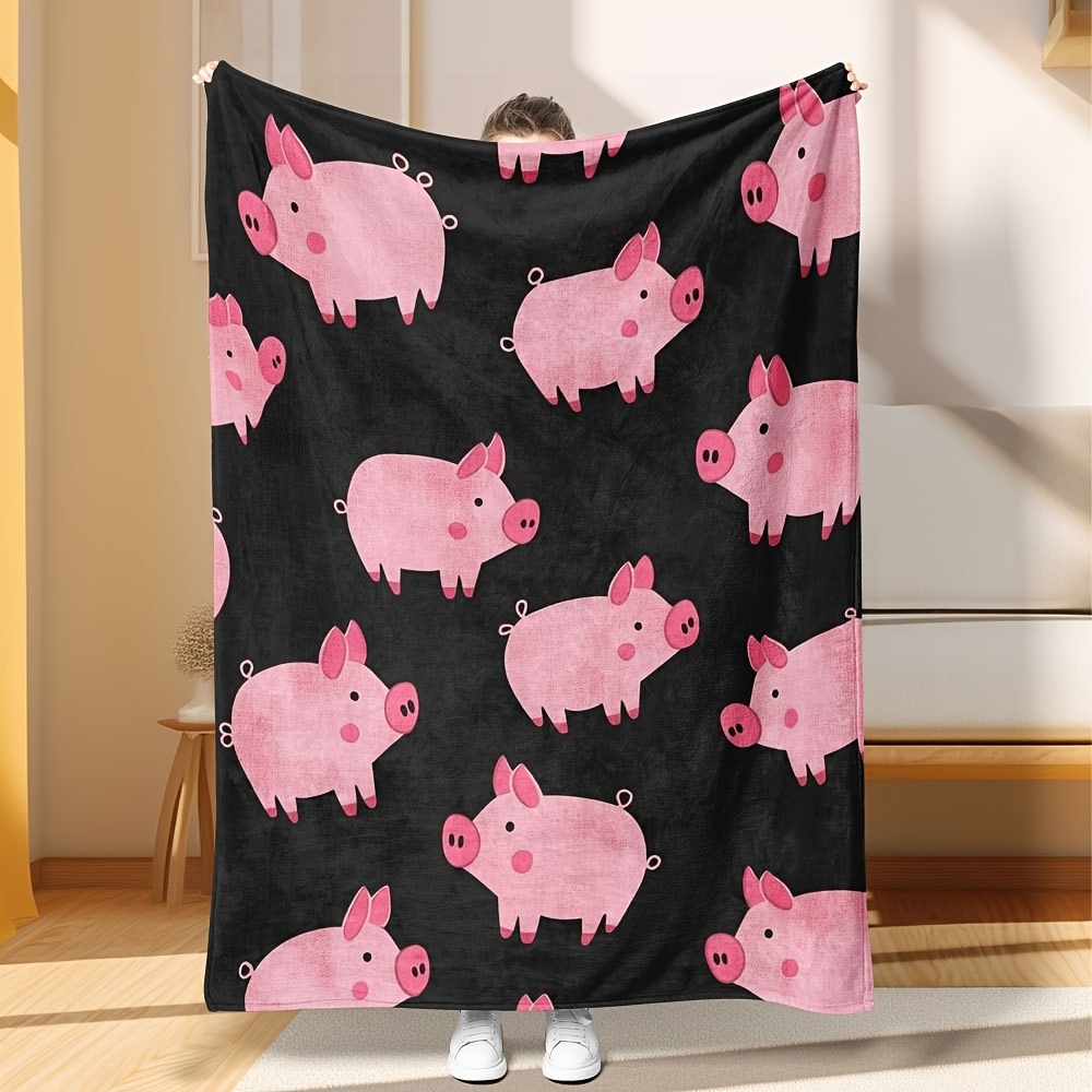 Baby Nursery Pink - Super Soft Pink Pig Pattern Throw