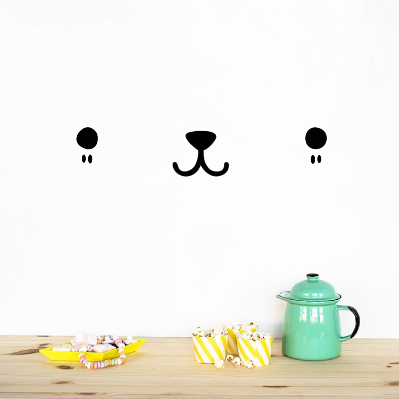 Baby Nursery Labels - Cute Kawaii Face Wall Art Decal
