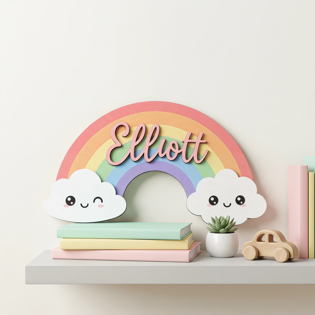 Baby Nursery Baby - 1Pc Custom Cute Smiley Clouds Wooden