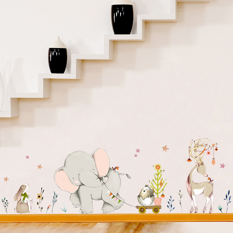 Happy Baby Elephant Bunny Wall - Baby Nursery Mural Wallpaper recension och pris
