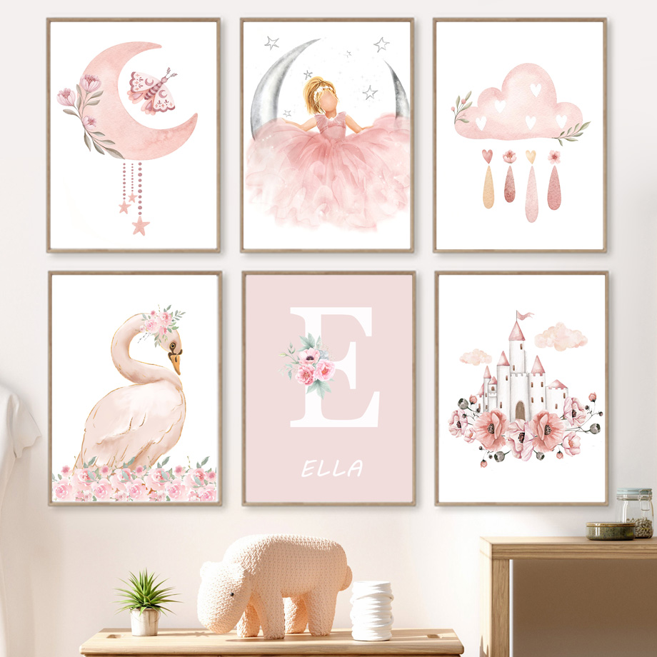 Pink Angel Girl Sun Moon Cloud - Baby Nursery Pink recension och pris