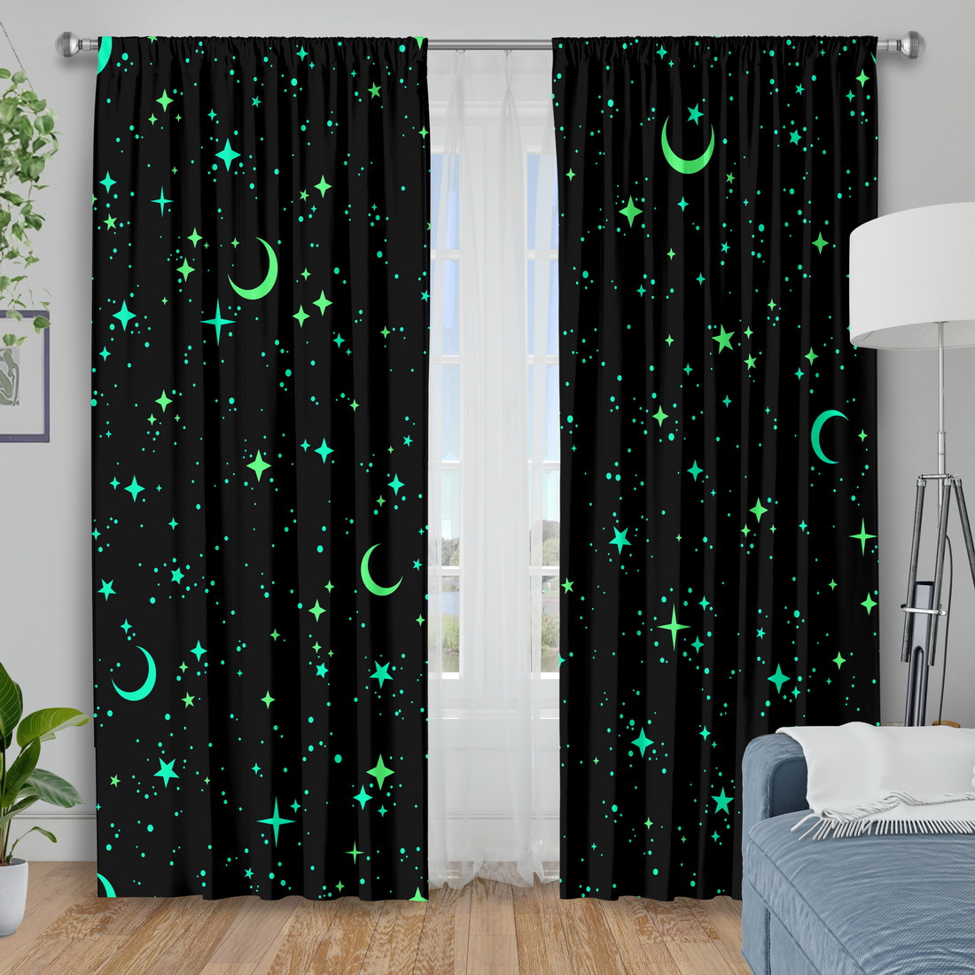2 Panels Glow in the Dark Star - Baby Nursery Blackout Curtains recension och pris
