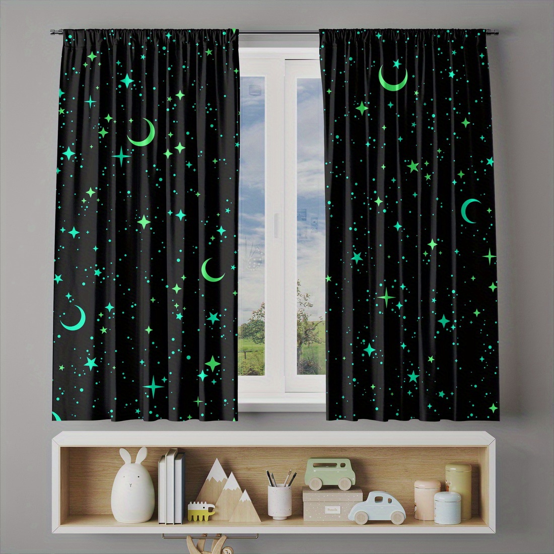 2 Panels Glow in the Dark Star - Baby Nursery Blackout Curtains recension och pris