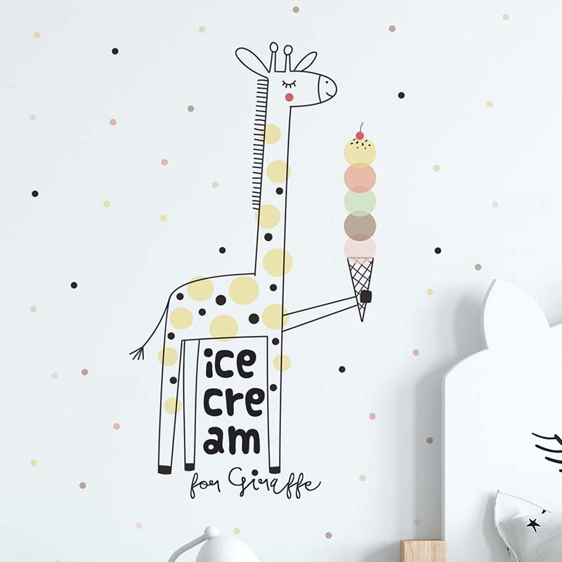 Cartoon Ice Cream Giraffe Wall - Baby Nursery Mural Wallpaper recension och pris