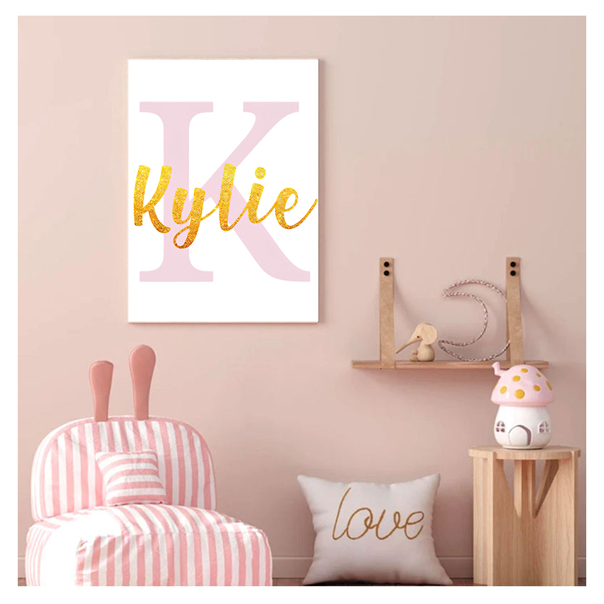 Wall Art Print Custom Name Pos - Baby Nursery Pink recension och pris
