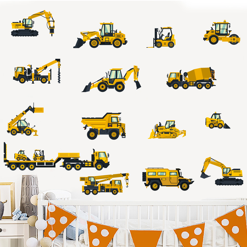 Cartoon Excavator Engineering  - Baby Nursery Labels recension och pris