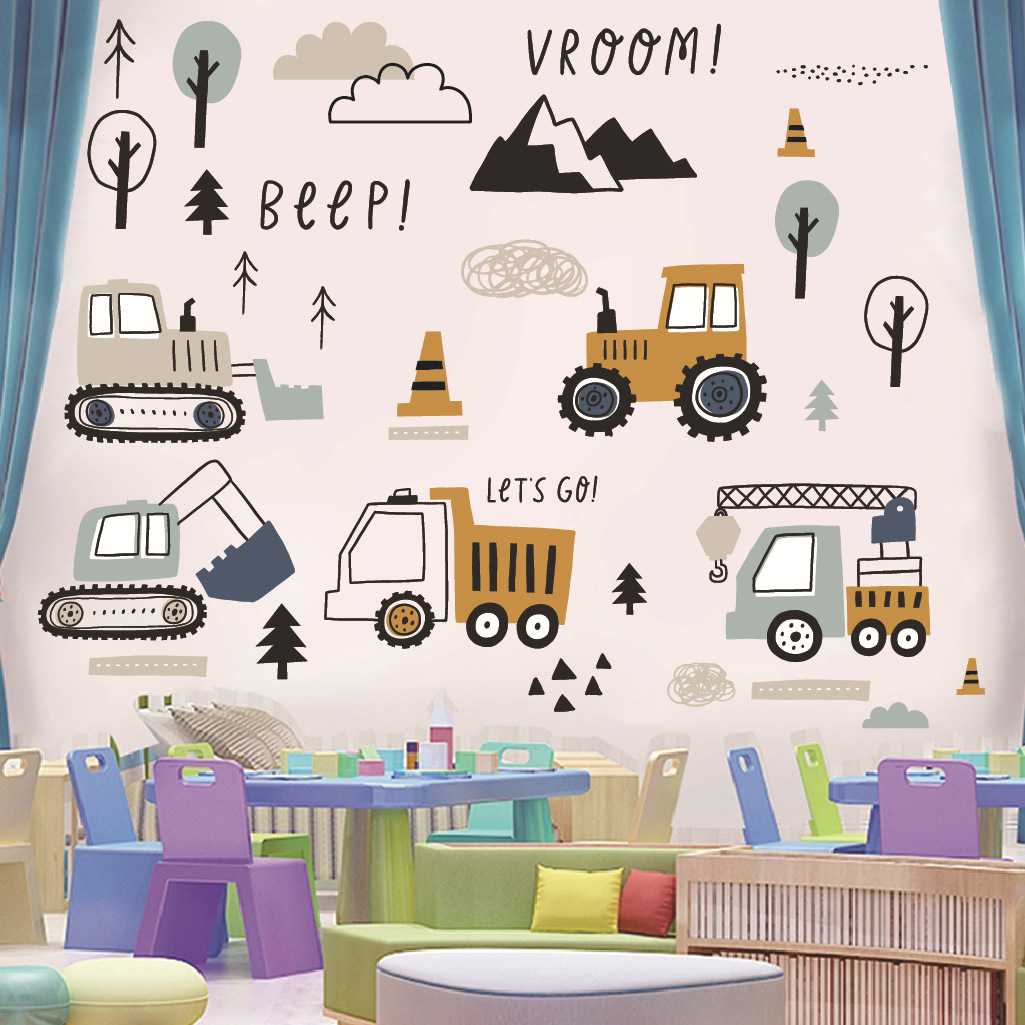 Cartoon Excavator Engineering  - Baby Nursery Labels recension och pris