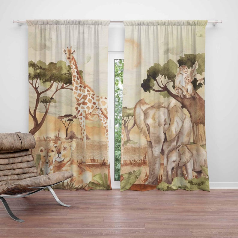 Mom and Baby Curtains Safari A - Baby Nursery Blackout Curtains recension och pris