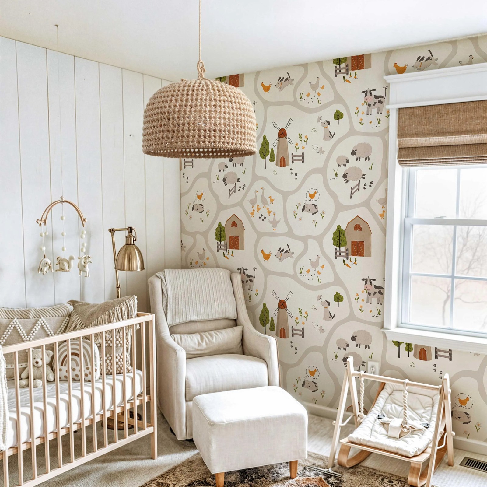 Cute Farm Animals Kids Wallpap - Baby Nursery Water recension och pris