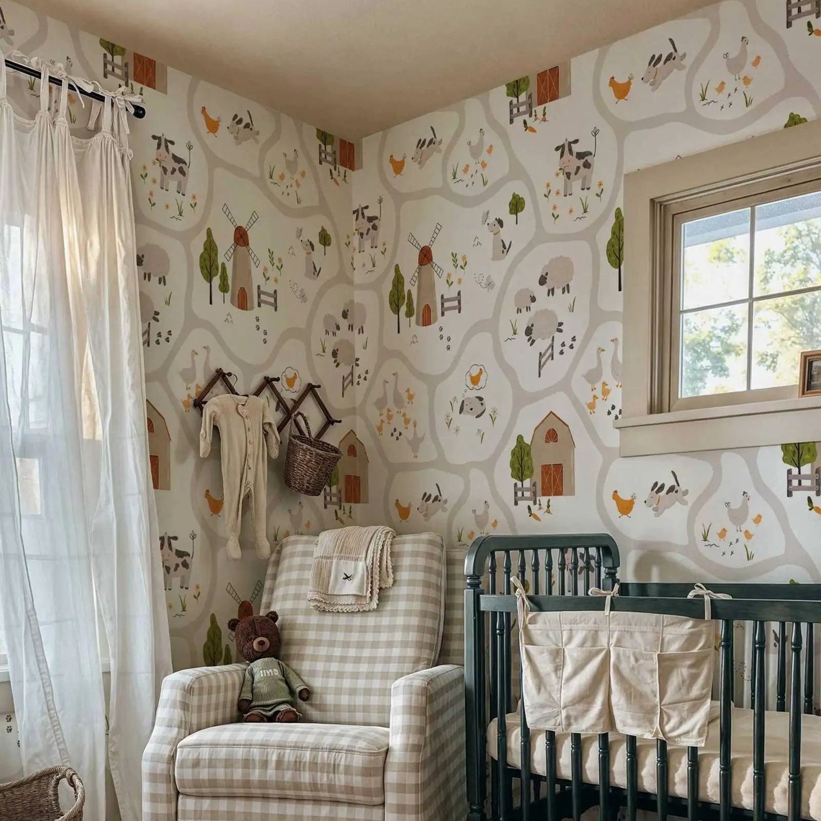 Cute Farm Animals Kids Wallpap - Baby Nursery Water recension och pris