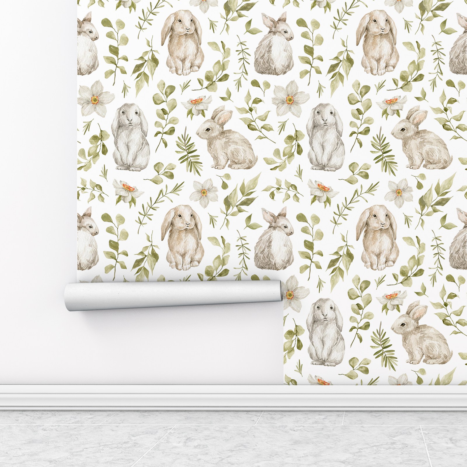 Bunny Wallpaper Kids Room Wall - Baby Nursery Water recension och pris