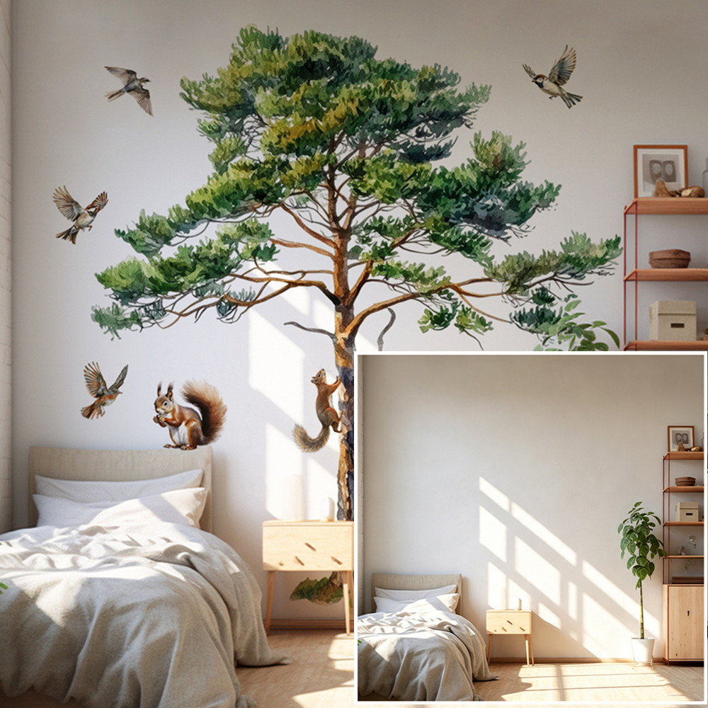Large Pine Tree Wall Decals Sq - Baby Nursery Labels recension och pris
