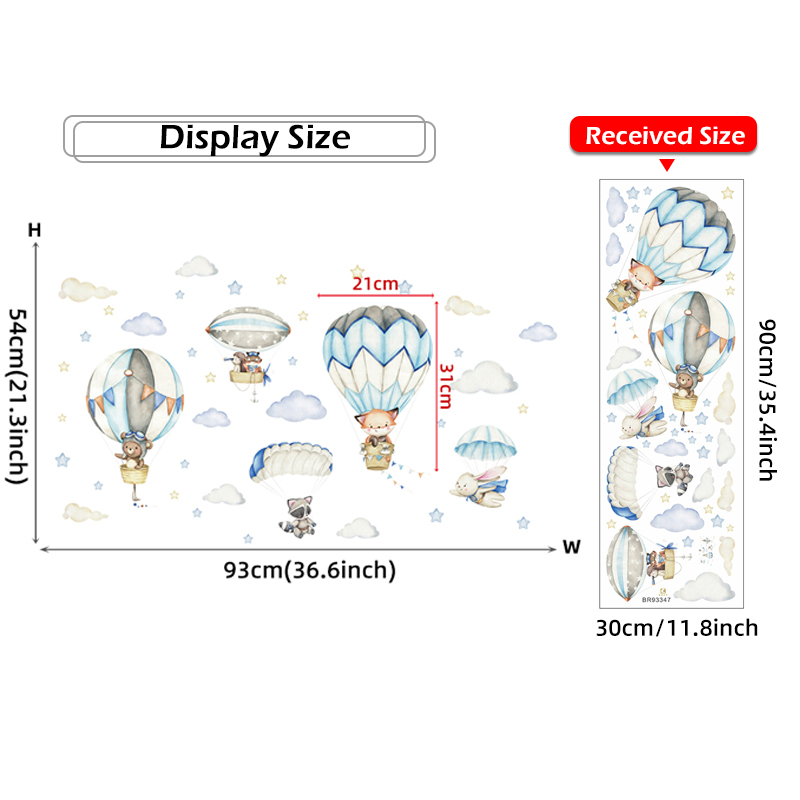 Cartoon Cute Animals Hot Air B - Baby Nursery Labels recension och pris