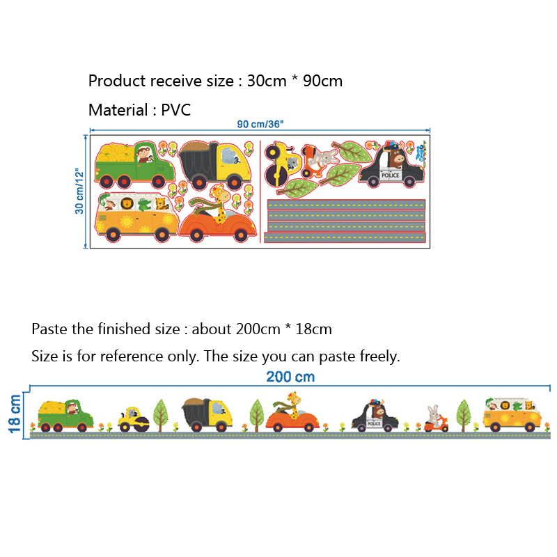Cartoon Animals Car Wall Stick - Baby Nursery Labels recension och pris