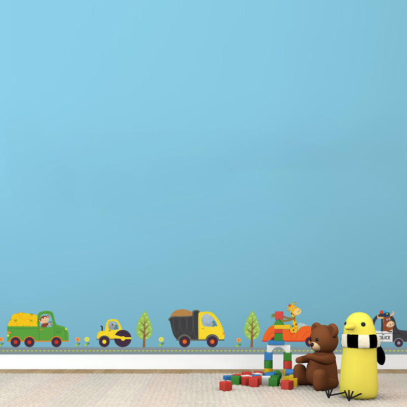 Cartoon Animals Car Wall Stick - Baby Nursery Labels recension och pris