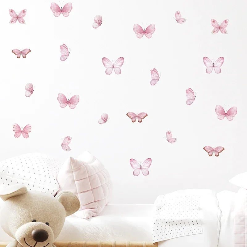 17pcs Watercolor Pink Flying B - Baby Nursery Water recension och pris