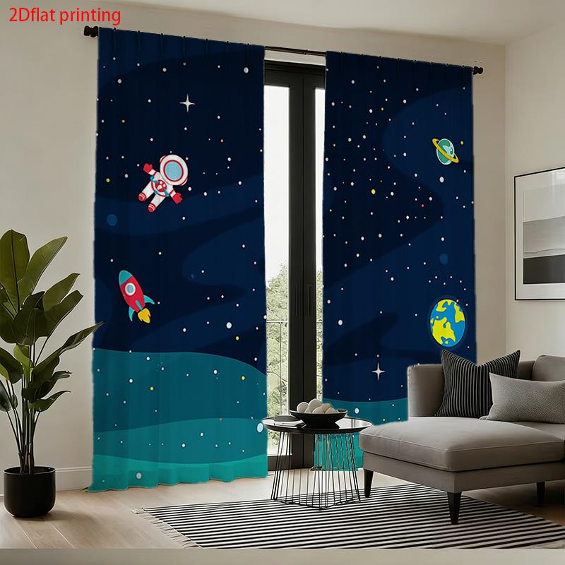 Cartoon Space Astronaut Curtai - Baby Nursery Blackout Curtains recension och pris