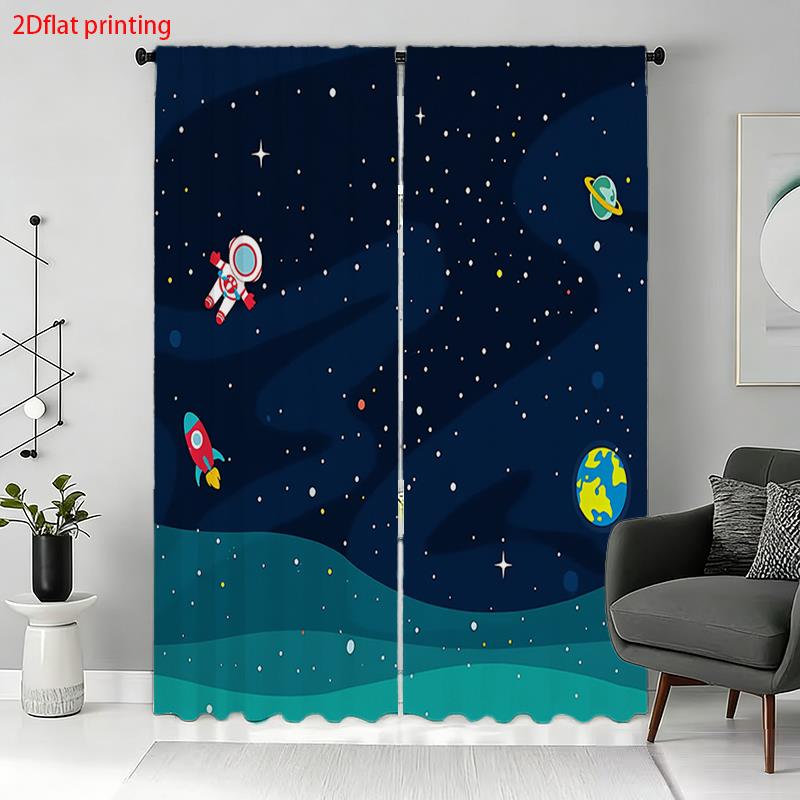 Cartoon Space Astronaut Curtai - Baby Nursery Blackout Curtains recension och pris