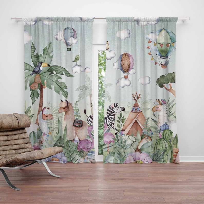 Safari Animals Party Nursery C - Baby Nursery Blackout Curtains recension och pris