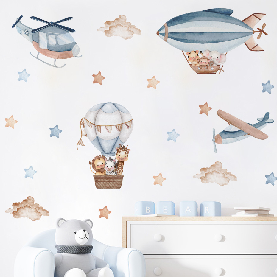 Watercolor Animals Hot Air Bal - Baby Nursery Labels recension och pris