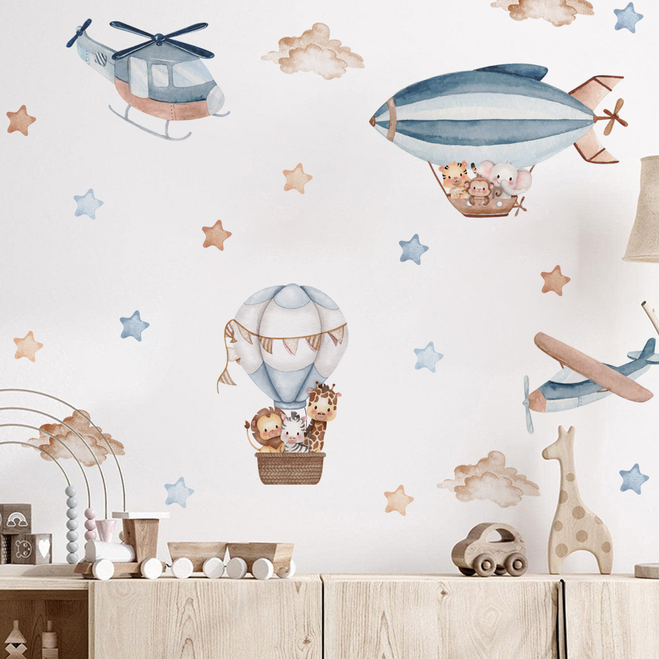 Watercolor Animals Hot Air Bal - Baby Nursery Labels recension och pris