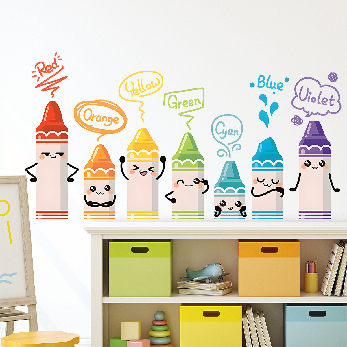 Cartoon Cute Colorful Crayon P - Baby Nursery Labels recension och pris