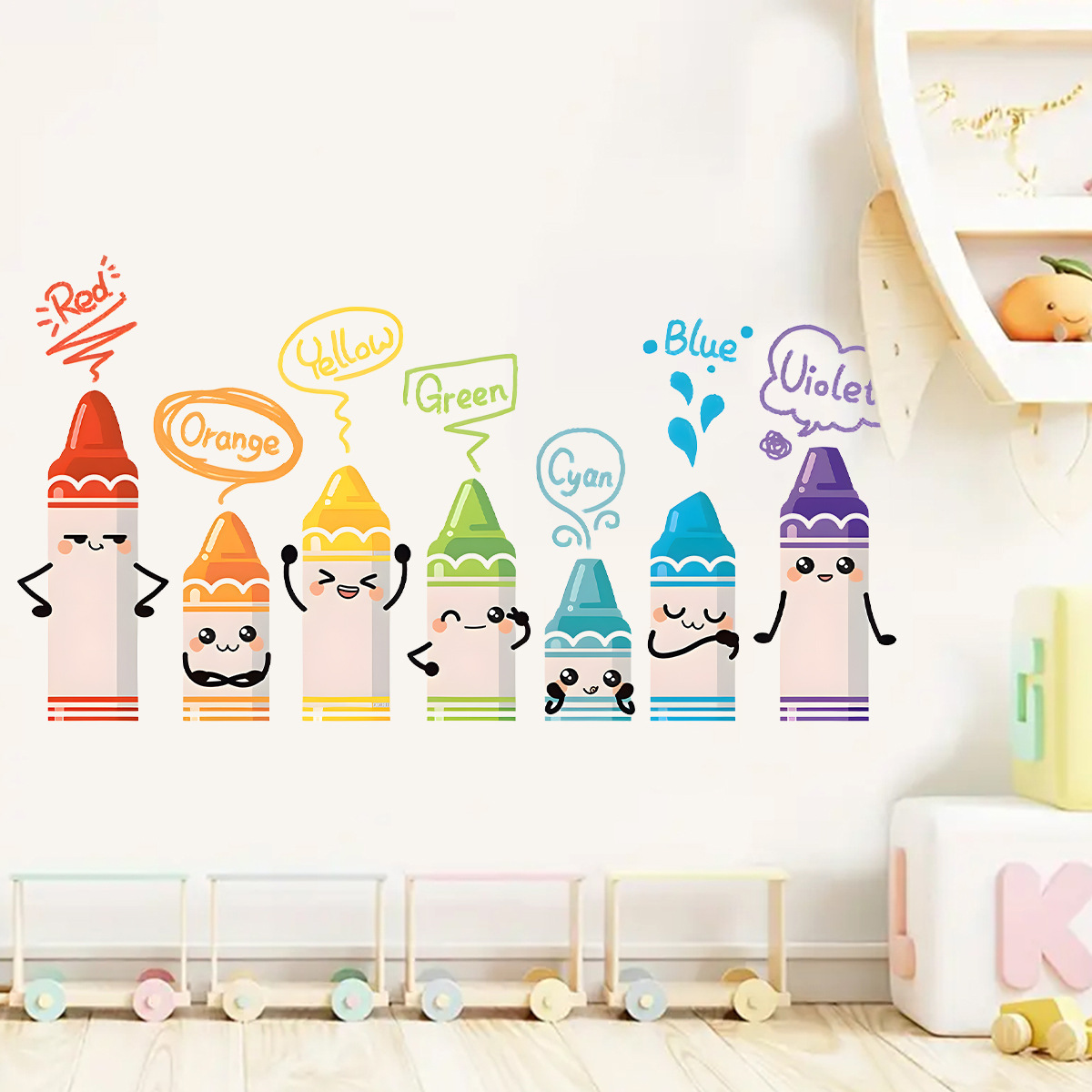 Cartoon Cute Colorful Crayon P - Baby Nursery Labels recension och pris