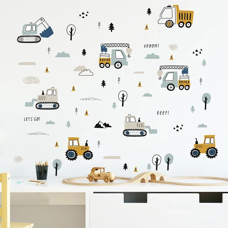 Hand Drawn Cute Cars Cargo Tru - Baby Nursery Labels recension och pris