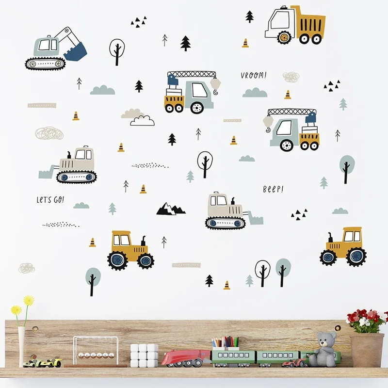 Hand Drawn Cute Cars Cargo Tru - Baby Nursery Labels recension och pris