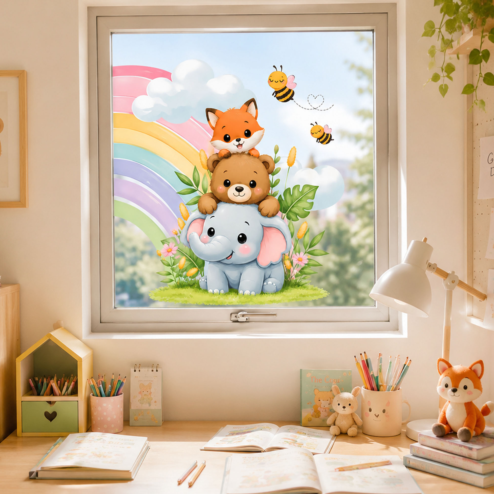 Cute Elephant Bear Fox Window  - Baby Nursery Labels recension och pris