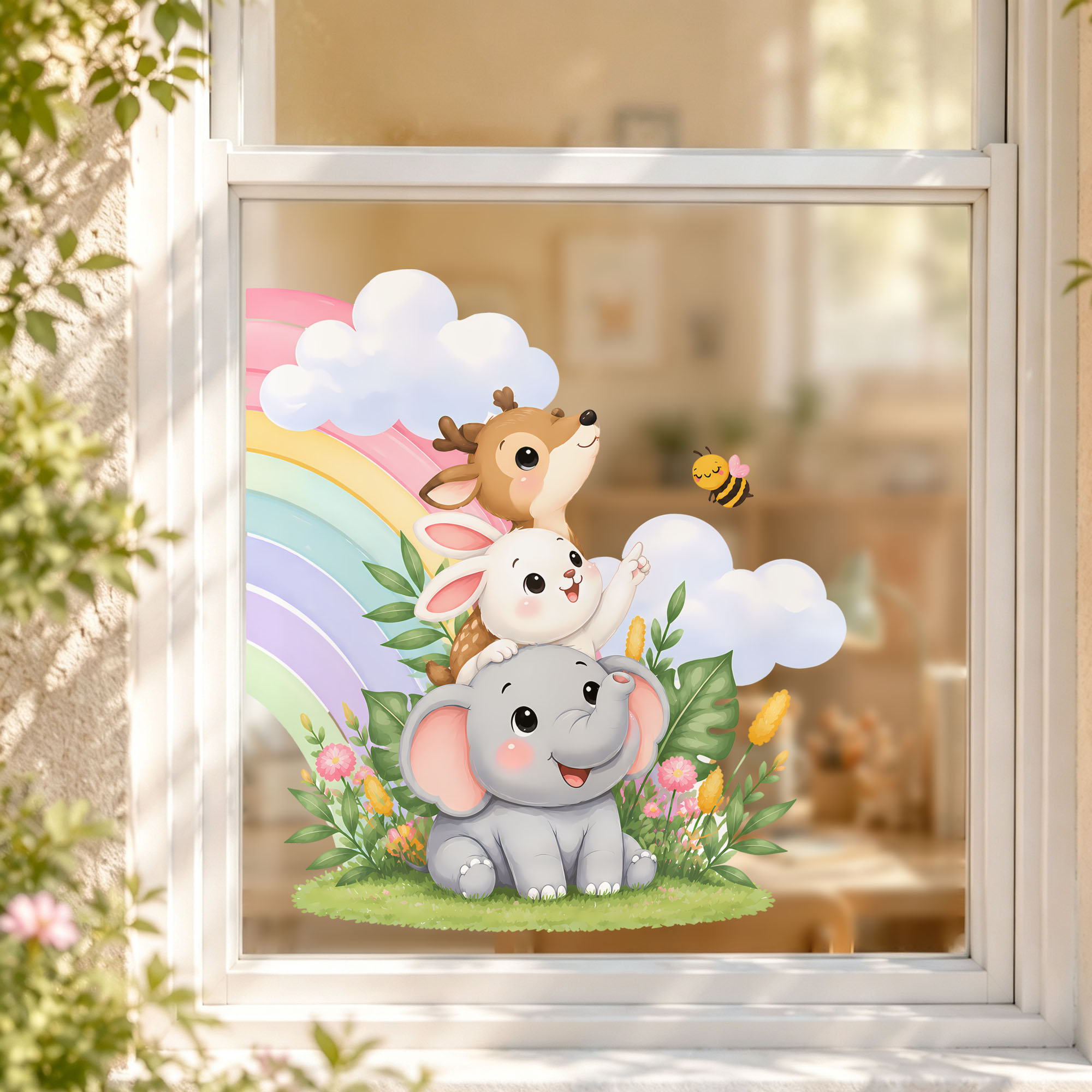 Cute Elephant Bear Fox Window  - Baby Nursery Labels recension och pris