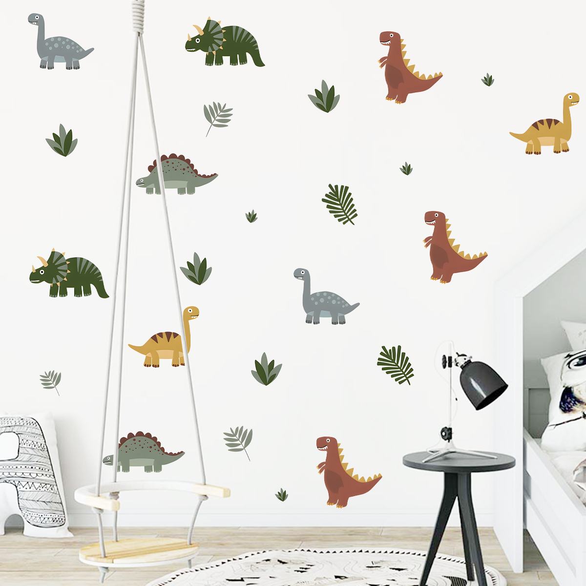 Cartoon Cute Dinosaur Leaf Ani - Baby Nursery Labels recension och pris