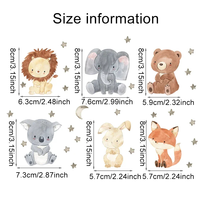 1/2/4/6set Cartoon Animals Wal - Baby Nursery Water recension och pris