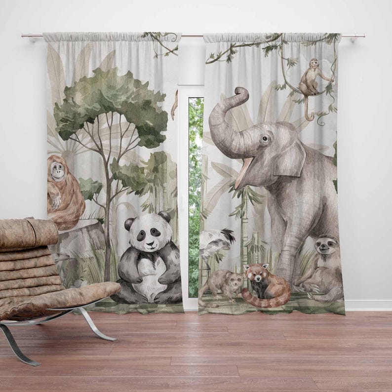 Safari Animals Curtains Kids B - Baby Nursery Blackout Curtains recension och pris