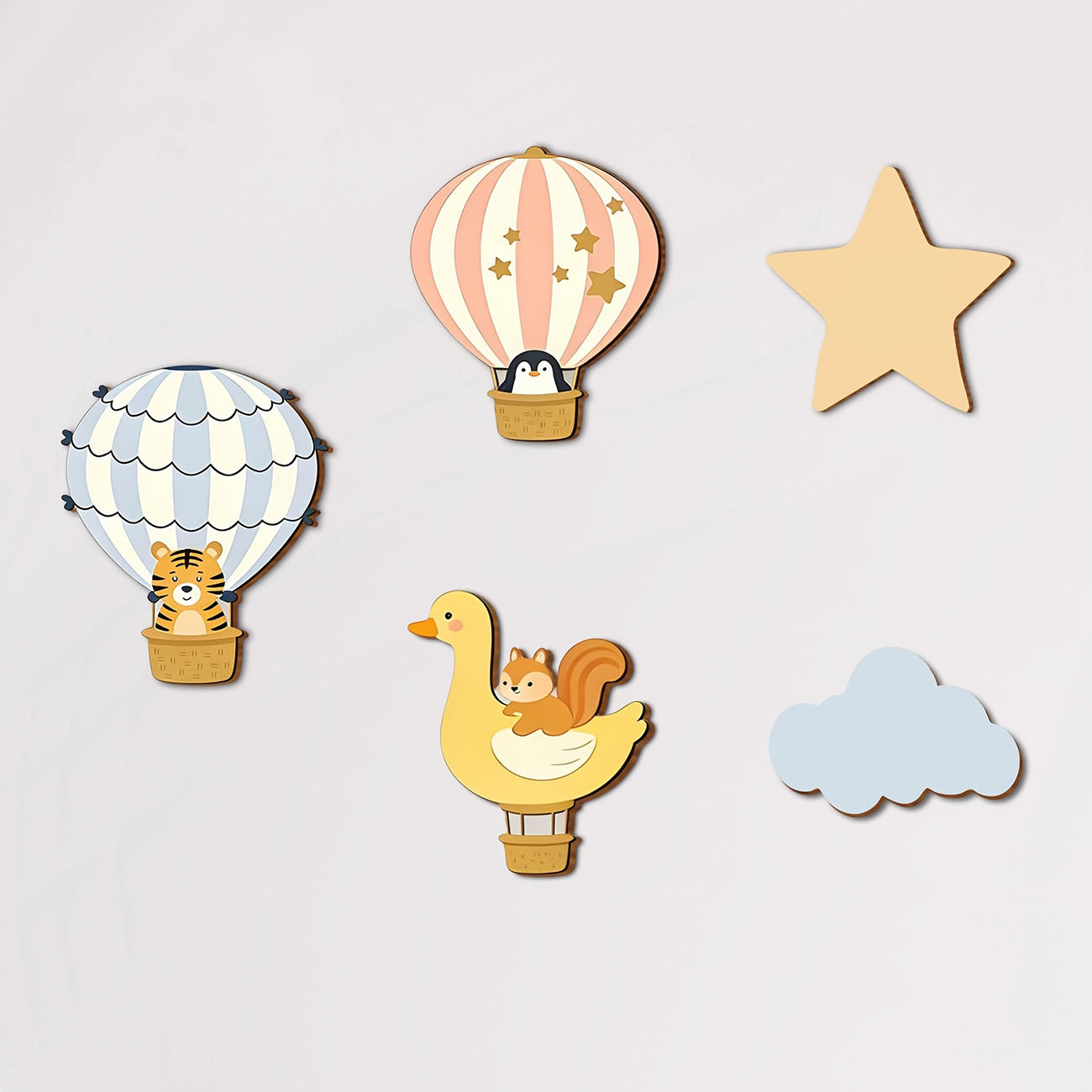 5Pcs Animal Hot Air Balloon Wo - Baby Nursery Labels recension och pris