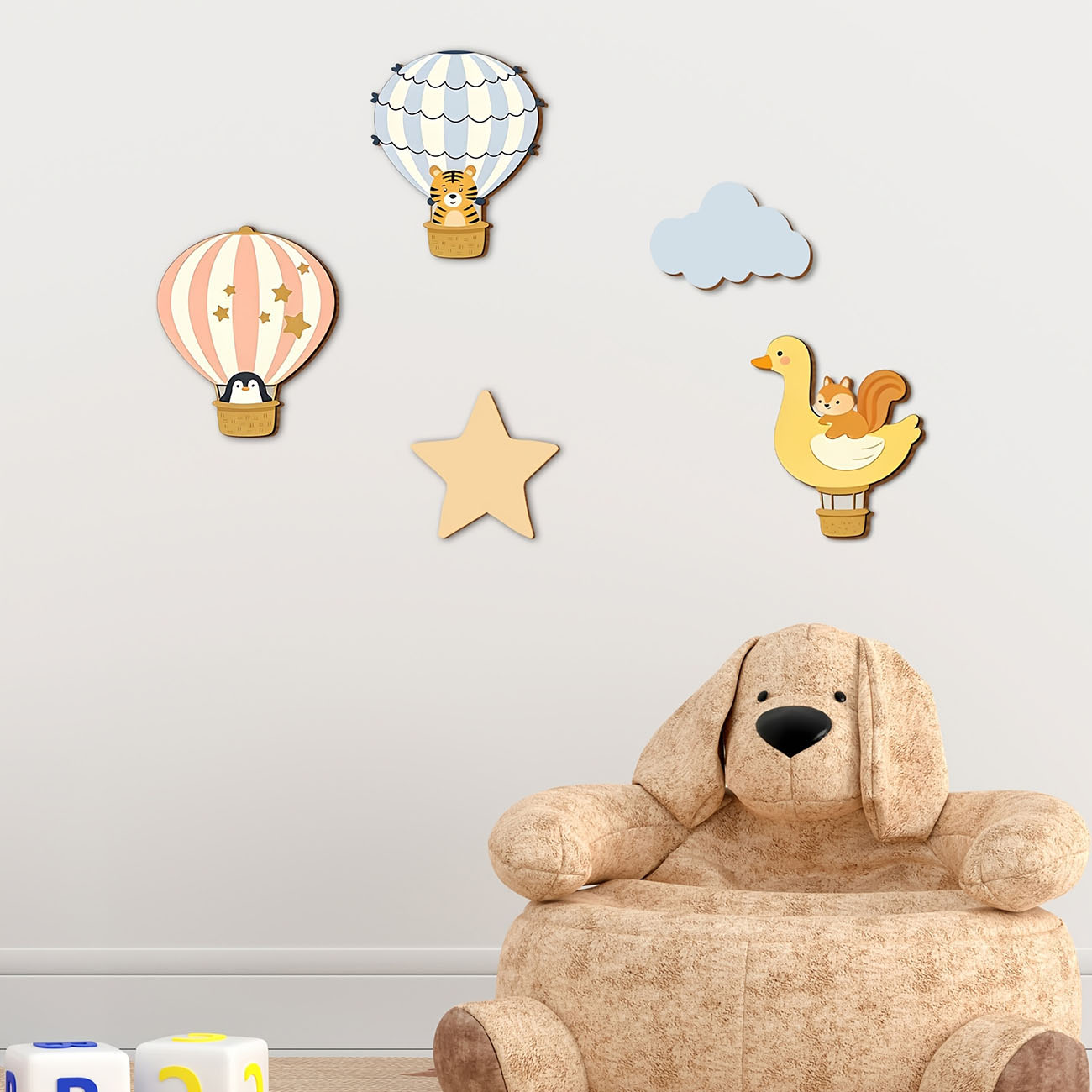 5Pcs Animal Hot Air Balloon Wo - Baby Nursery Labels recension och pris